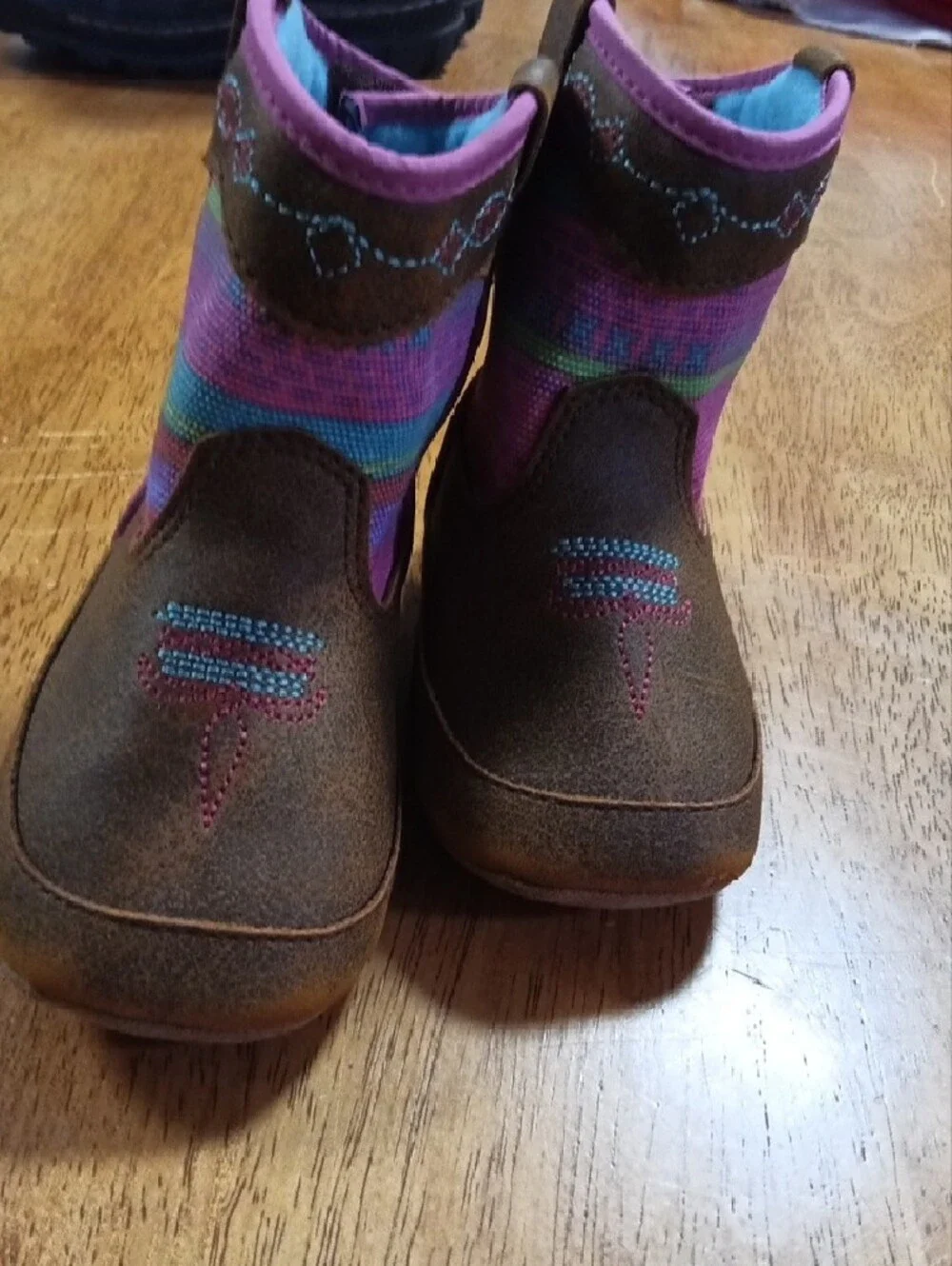 Girls Baby Walker Boots with Colorful Stripe Shaft Infant Size